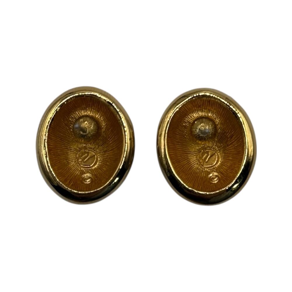 Swarovski Gold Tone Clear Crystal Pave Dome Stud Earrings Post Quiet Luxury Glam - Picture 3 of 9